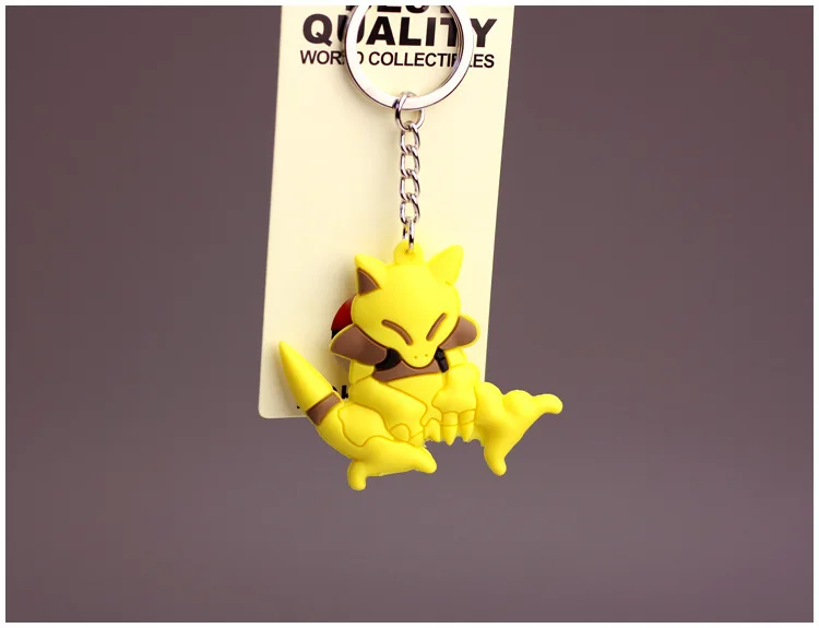 Pokemon Anime Marowak Abra Gengar Ponyta Porygon Alloy Silicone Keychain Accessories Pendant Bag Key Ring Pendant Birthday Gifts images - 6