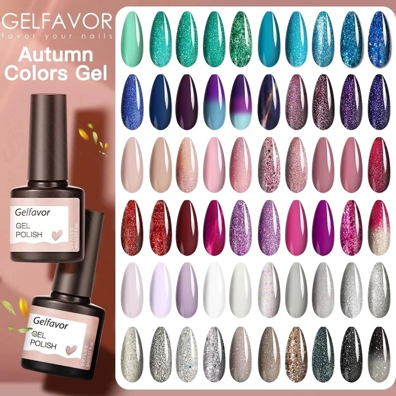 

Gelfavor Nail Gel Polish Semi-permanent UV LED Lamp Glitter For Manicure Set Nail Art Nail Base Top Coat Gel lacquer Varnishes