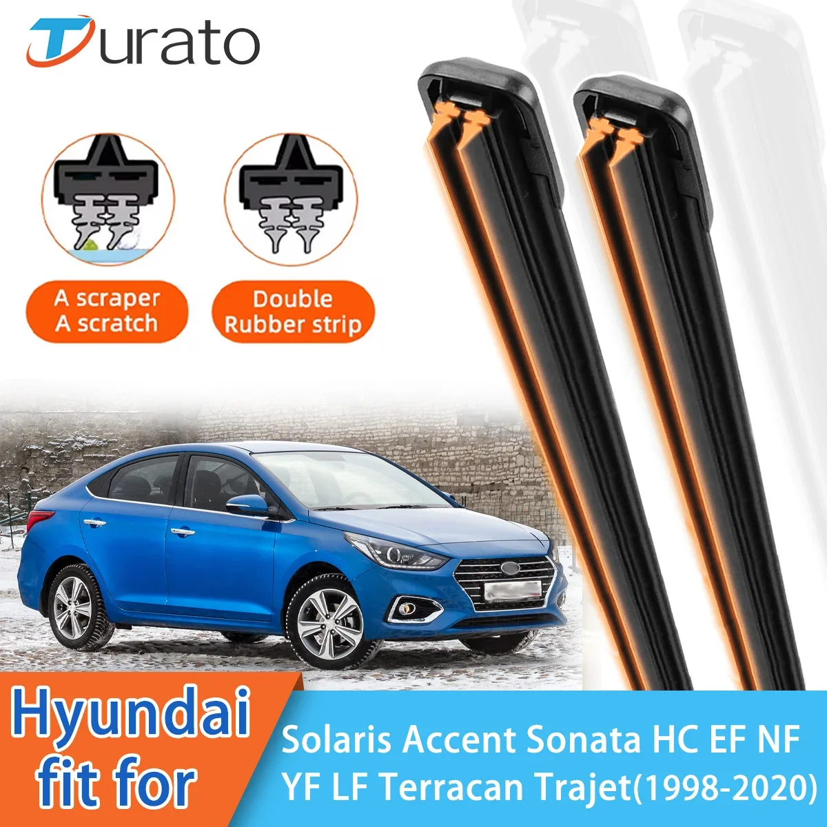 Для Hyundai Solaris Accent Sonata EF NF Terracan Trajet передние дворники двойные резиновые щетки