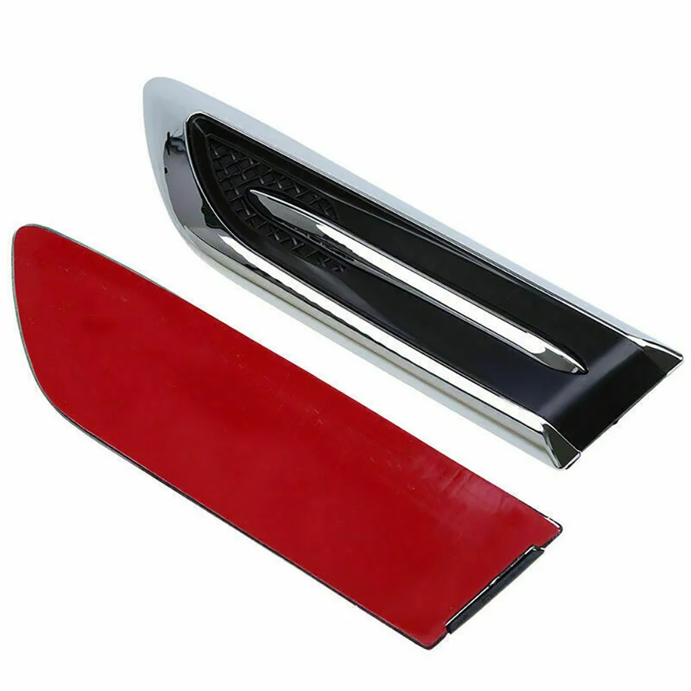 

New Useful Durable Vent Decoration Sticker Chrome Flow For BMW For Benz 2PCS Hood Paste Installation Plastic Side