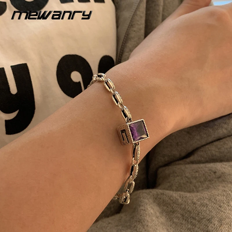 

Mewanry квадратный фиолетовый циркониевый браслет для женщин Изысканный креативный геометрический модный Индивидуальный ювелирный подарок н...
