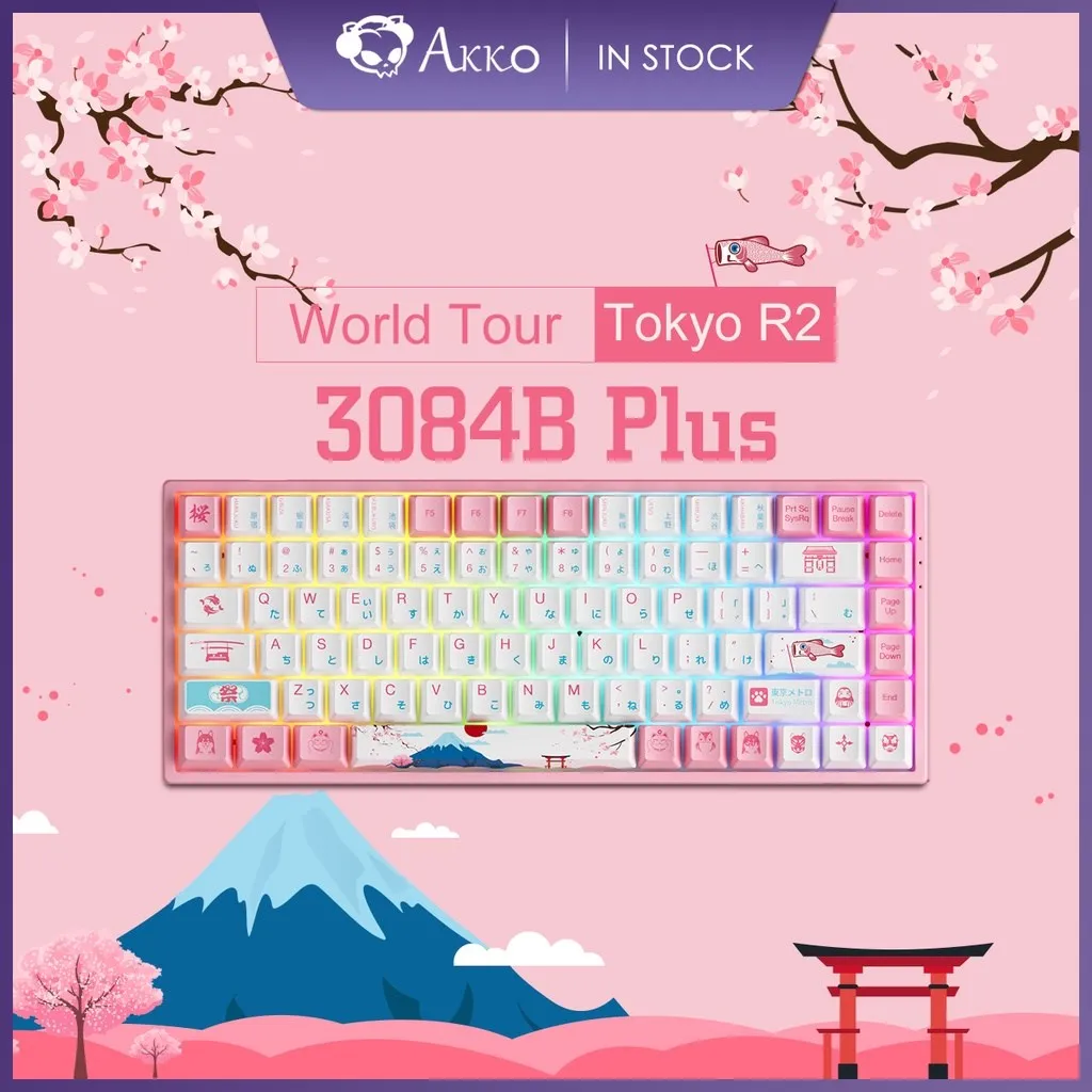 

Akko 3084B Plus World Tour Токио R2 OEM Hiragana/OSA английский RGB Hot-Swap Механическая игровая клавиатура 84-клавишная BT 5,0/2,4 ГГц/Type-C