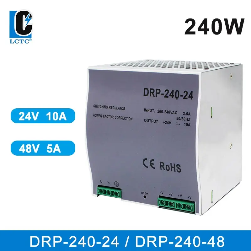 

DR 24V Rail Type DC 240W Transformer DR Switching Power Supply 24V 10A 48V 5A Fonte