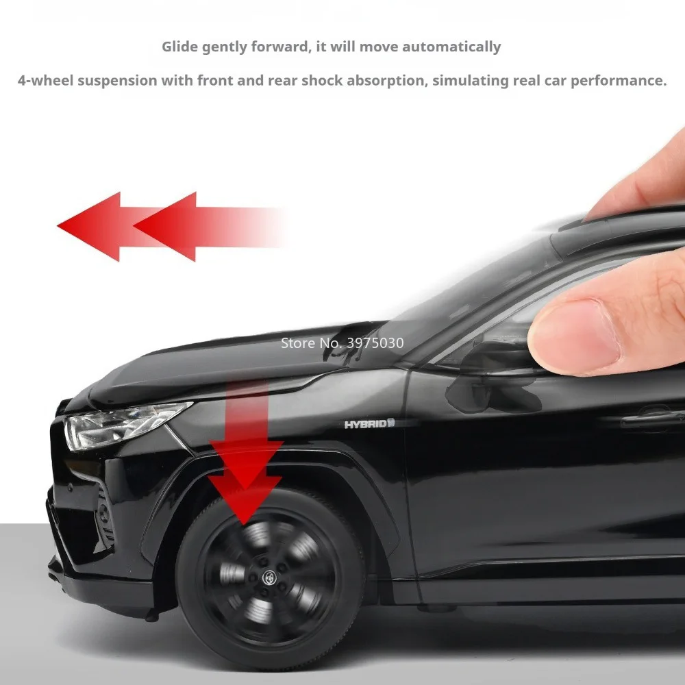 Масштабная модель автомобиля Toyota RAV4 1:18 из литого сплава, с рулевым управлением передними колесами, полноприводной подвеской и резиновыми шинами, игрушка-машинка для взрослых, подарок (art.: 3920db64ef6d6) - 3920db64ef6d6