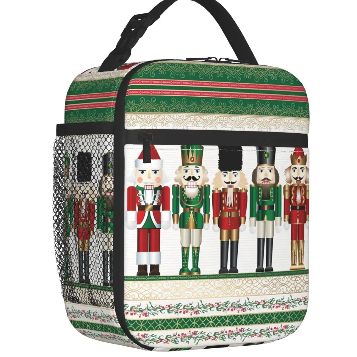 

Merry Christmas Nutcrackers Insulated Lunch Bags Nutcracker Soldier Doll Gift Portable Thermal Cooler Food Lunch Box Camp Travel