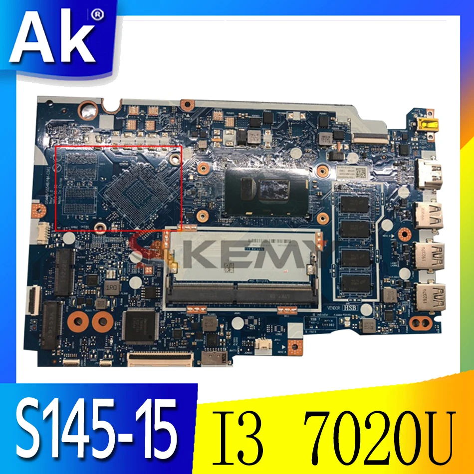 

Akemy GS44B GS54B NM-C561 For Lenovo S145-15 S145 Notebook Motherboard CPU I3 7020U RAM 4GB 100% Test Work