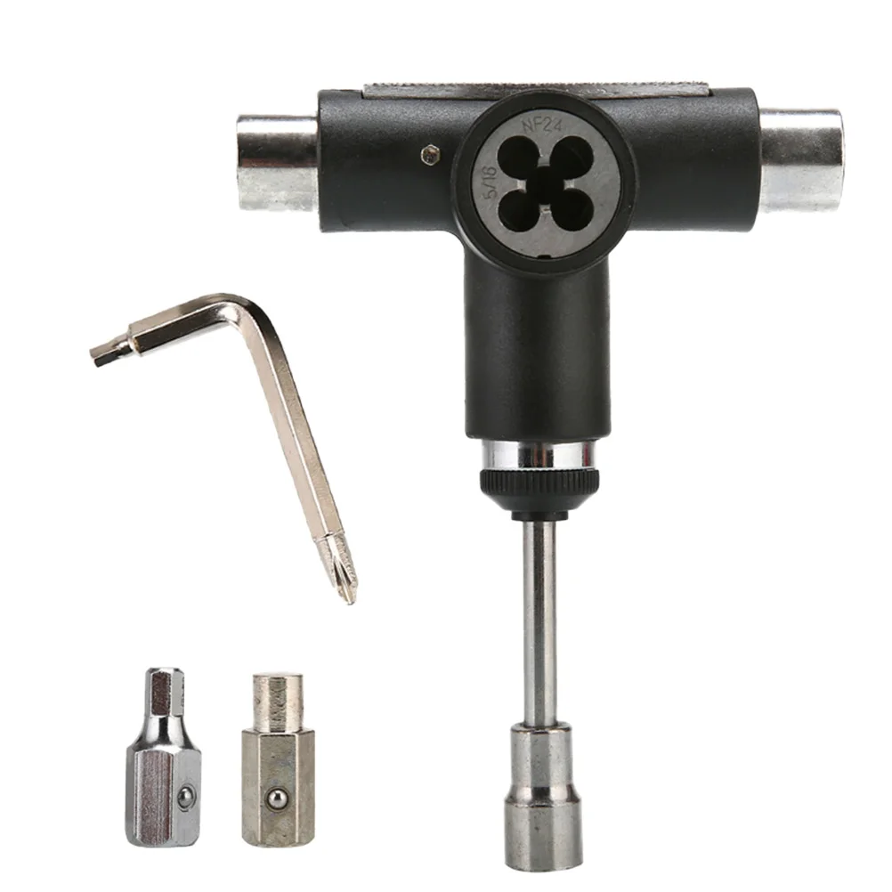 

All-In-One Multifunctional Portable T-tool Skate Tools Set Skateboard Tool for Skateboards Longboards Mini Skateboards Cruisers
