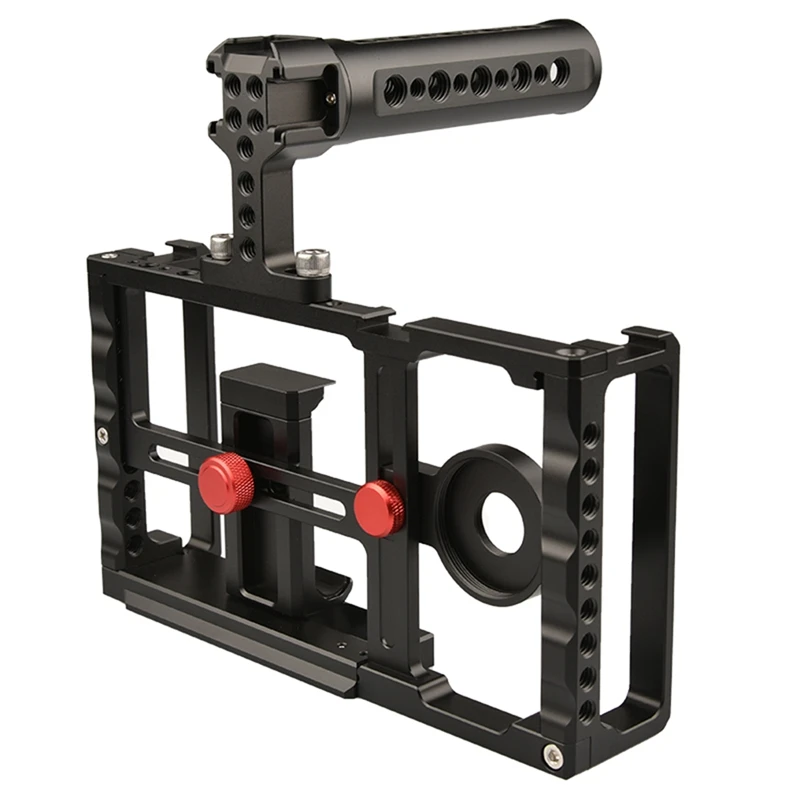

Professional Smartphone Video Cage Stabilizer Phone Holder with Top Handle for IPhone 13 12 PRO Cinematic Filmmaker