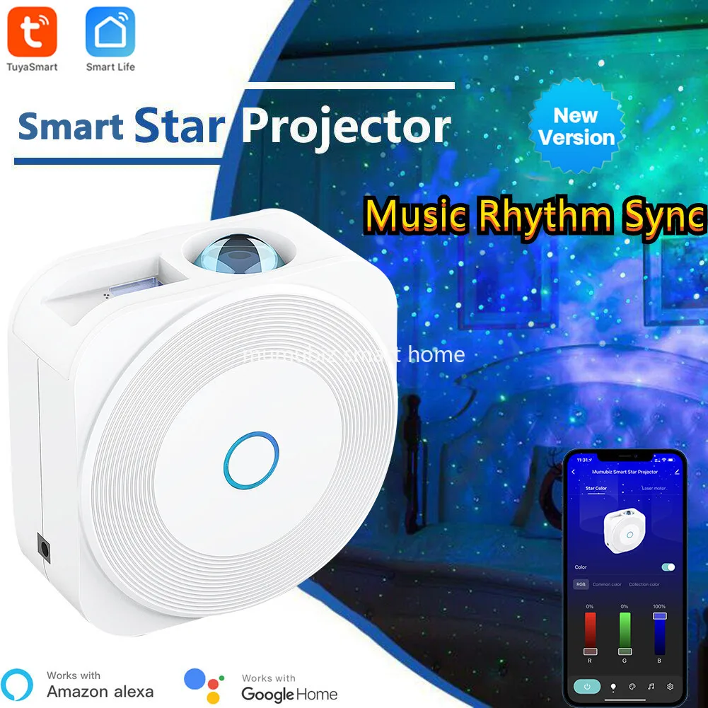 

Новый обновленный проектор Smart Star, беспроводной проектор Tuya APP с управлением музыкальным ритмом, проектор Sycn Nebula, голосовое управление через Alexa