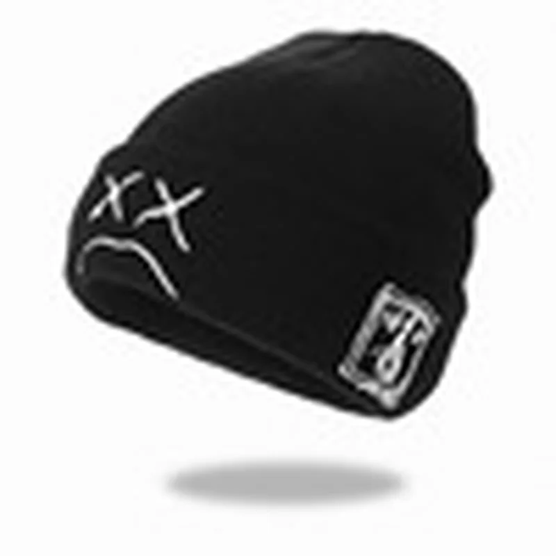 Шапка-бини с вышивкой вязаная шапка лицом грустного мальчика для зимы Модные