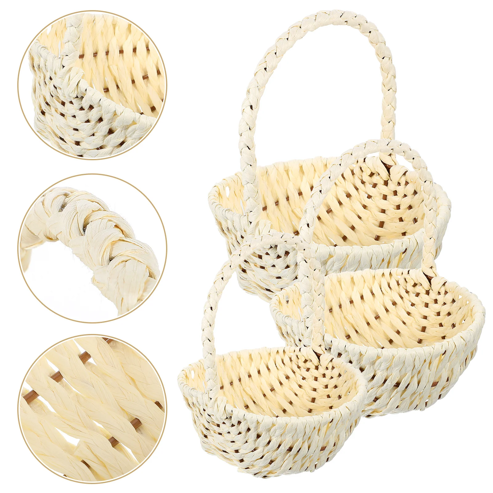 

3Pcs Food Storage Basket Paper Woven Craft Storage Basket Picnic Basket with Handle for Gift