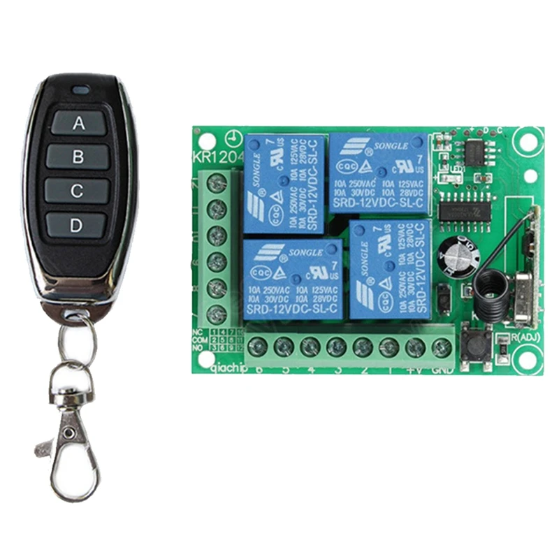 

FULL-DC 12V 4CH 4 CH Wireless RF Remote Control Light Switch Radio Receiver Module+Transmitter Garage Doors/Lamp