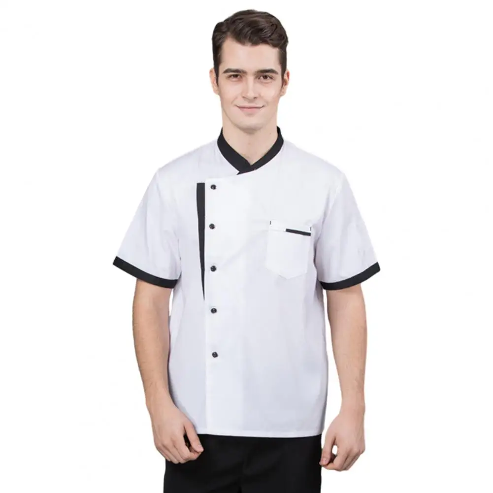 

Форма шеф-повара унисекс, жакет с короткими рукавами, воротником-стойкой, накладными карманами, рубашка для ресторана, пекарни, кулинарии