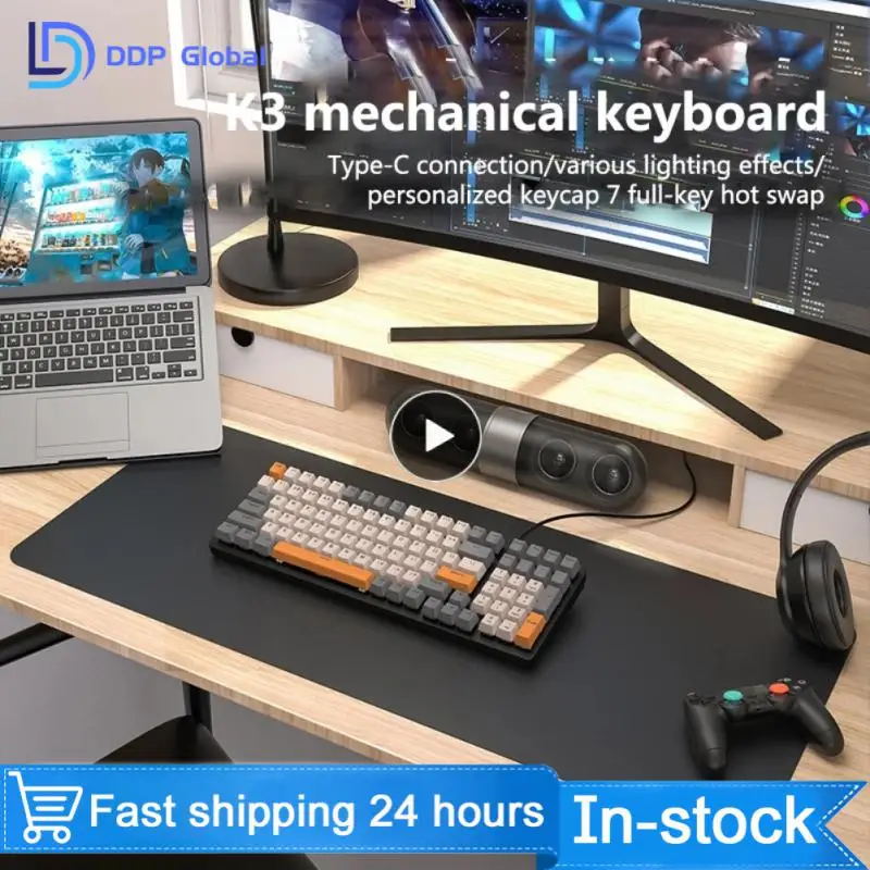 

Computer Accessories Gaming Keyboard For Desktop Pc Metal Panel Wired Keyboard Rgb Backlight Ip68 Waterproof K3 Keyboard 100-key