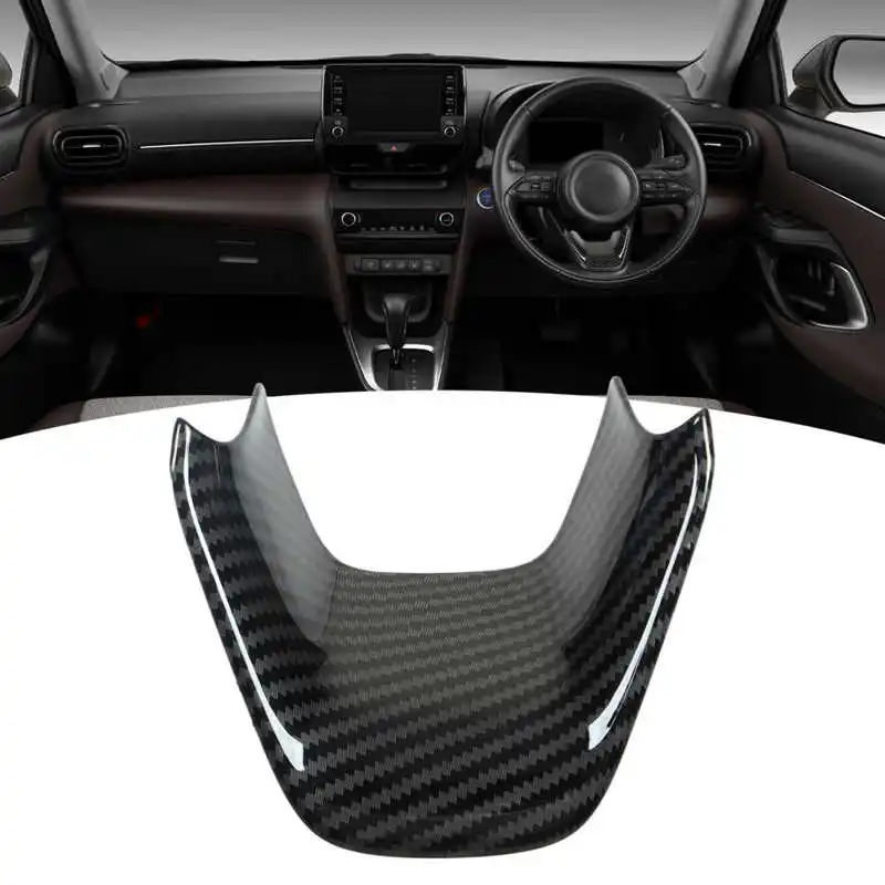 

Car Steering Wheel Cover Trim Carbon Fiber Style Car Interior Frame Decoration Sticker Replacement for Yaris Cross 2020‑2021