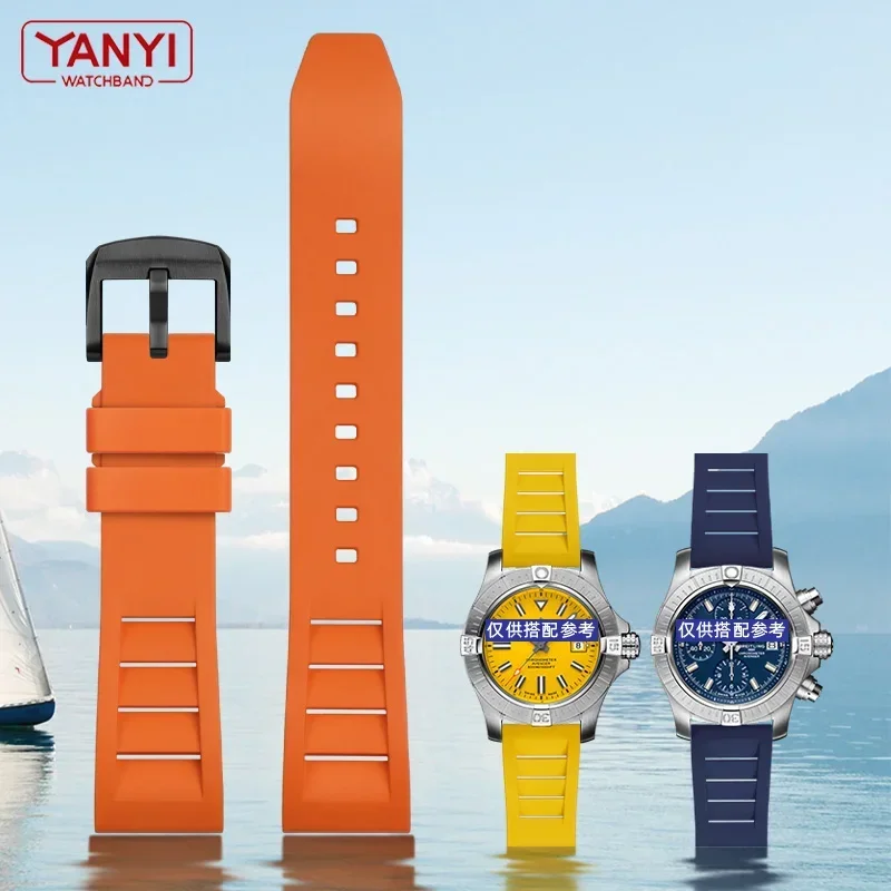 Ремешок FKM для часов из флюороновой резины 20 мм 21 22 24 breitling omega seiko casio mido спортивный