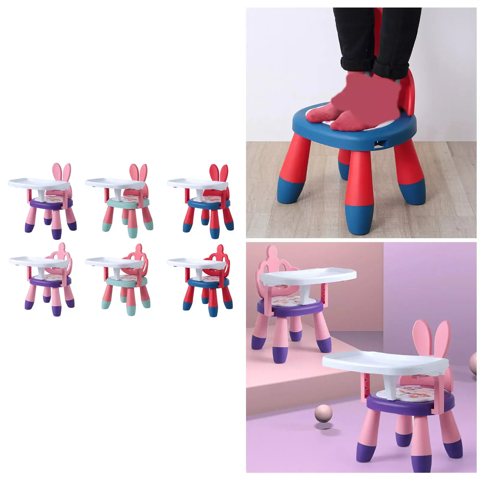 

Compact Baby Feeding Chair PVC Seat Foot Stool for Toddler Travel Bathroom Chair