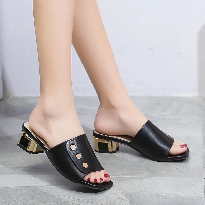 TGHDOF Red Sexy Soft Leather Women Flip Flop Slippers Summer Fashion High Heels Sandals Women Comfort Sandals Women