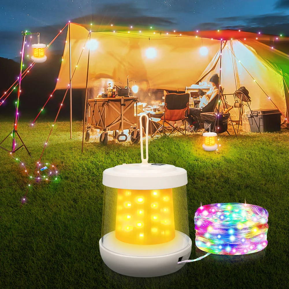 UniqueFire Портативные гирлянды 2 в 1 уличные для кемпинга перезаряжаемые 3 режима
