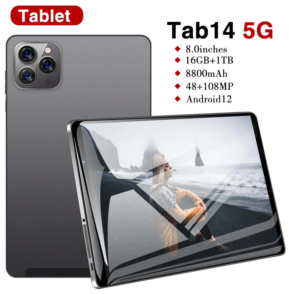 

TAB14 5G/4gTablet Brand 8Inch/ 20.32cm Android 12 16GB+1T 8800Mah 48+108MP with Keyboard Bluetooth Wi-Fi Phone Call Original