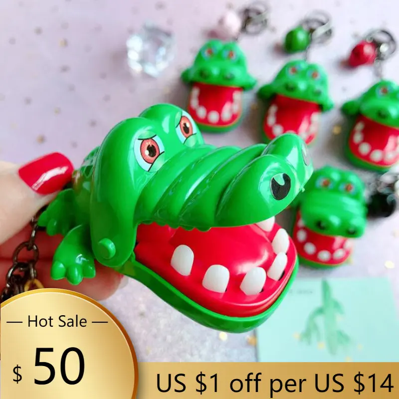 

unique creative funny bite finger biting hand crocodile trick game keychain funny toy family joke toys for children Gags