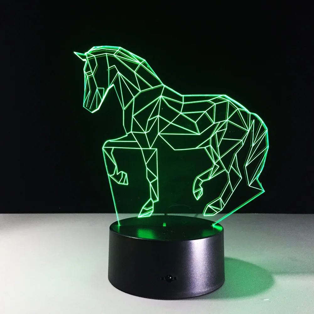 

Usb новые подарки 7 цветов меняющиеся животные Luces Navidad Horse Светодиодные ночники 3d Светодиодная настольная лампа в качестве украшения дома