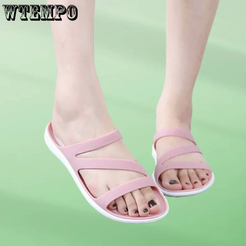 

WTEMPO Women Summer Slippers Platform Flat Low Heel Sandals Casual Beach Female Ladies Jelly Shoes Fashion Footwear Dropshipping