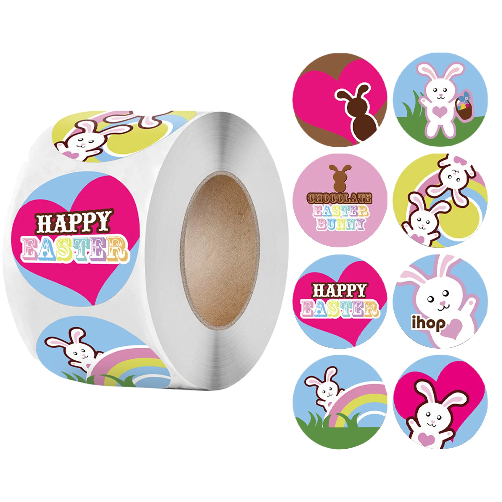 

Easter Stickers Self Adhesive Holiday Labels 500 Labels/Roll Easter Bunny Rabbit Stickers Holiday Roll Stickers For Kids Easter