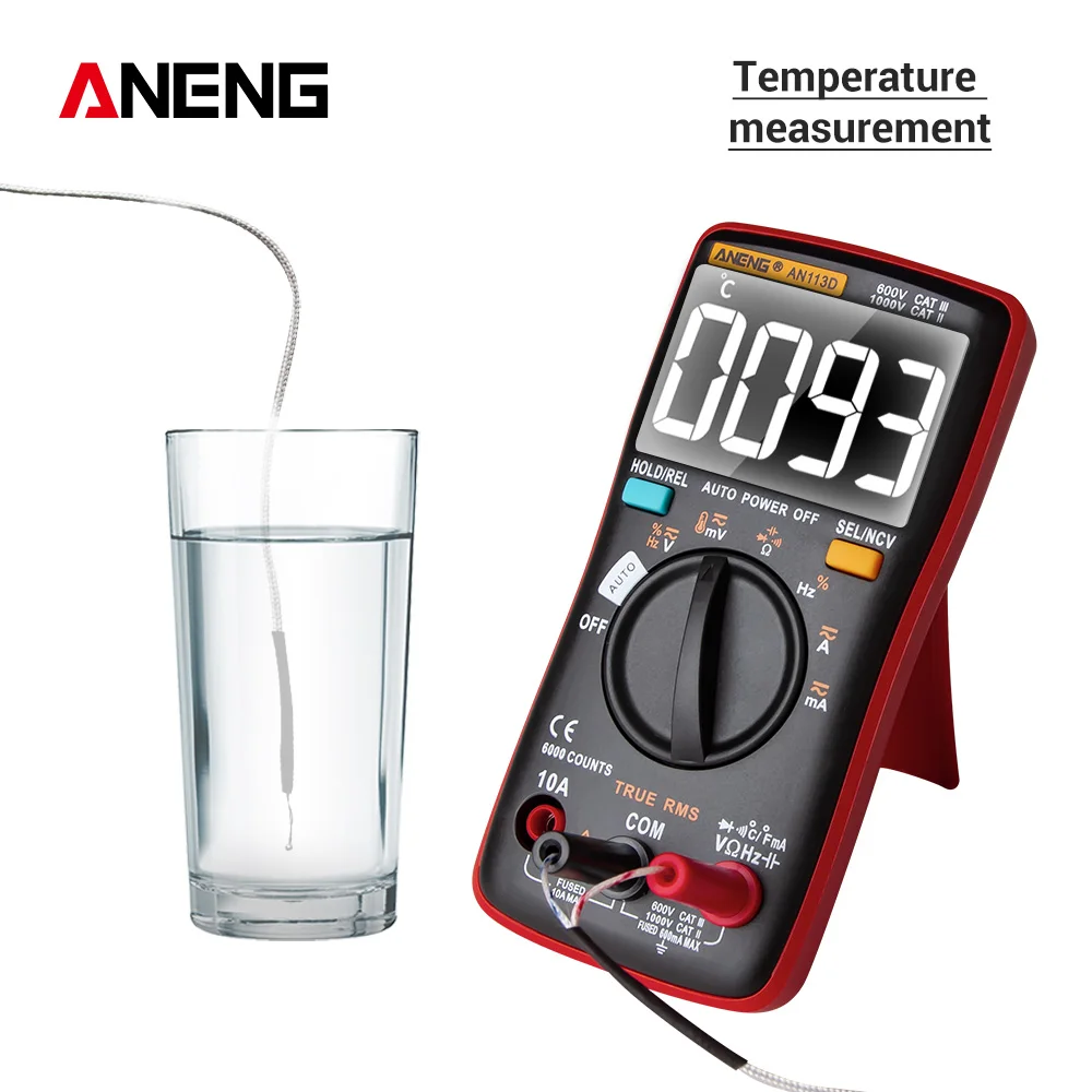 

ANENG AN113D Digital Electrical Multimeter 6000 Counts DC/AC Current Voltage Tester True RMS Auto Ranging LCD Meters
