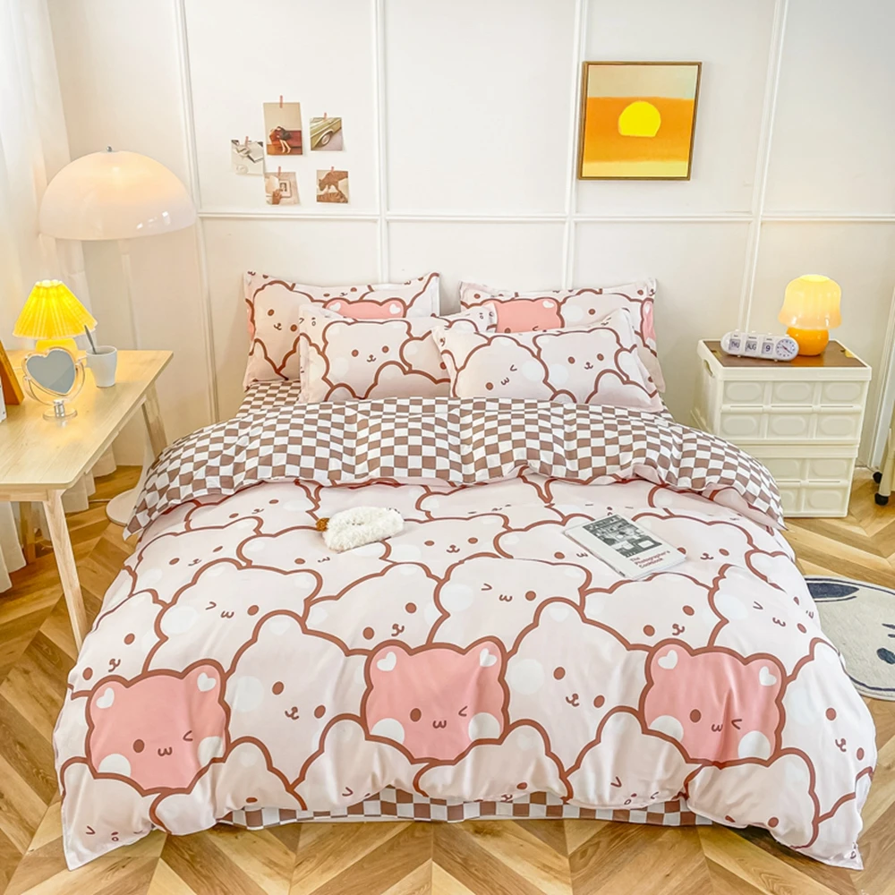 

Комплект постельного белья Evich из 3 предметов с рисунком милого медведя, пододеяльник, наволочка, всесезонный, домашний текстиль разных разм...