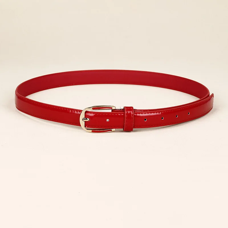 

Ремень женский с металлической пряжкой, люксовый черный модный красный кожаный пояс с узором