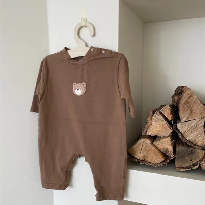 2022 New Baby Long Sleeve Cartoon Romper Autumn Newborn Infant Cute Bear Print Jumpsuit Toddler Baby Boy Girl Casual Clothes
