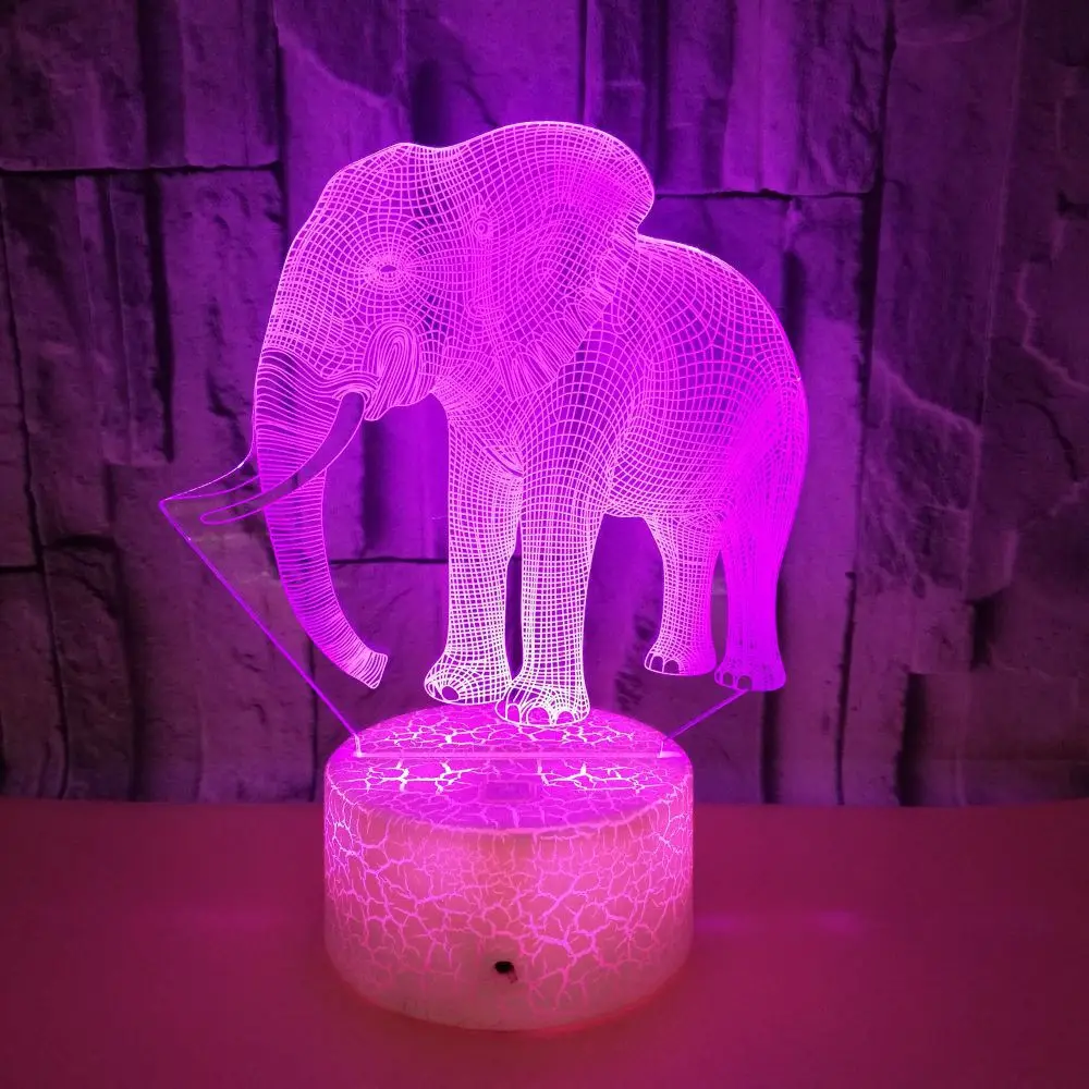 

3d Elephant Lamp Illusion Led Night Light 7 Color Changing Usb Table Lamp Birthday Gift Toys for Boys Girls Bedroom Decor Lights