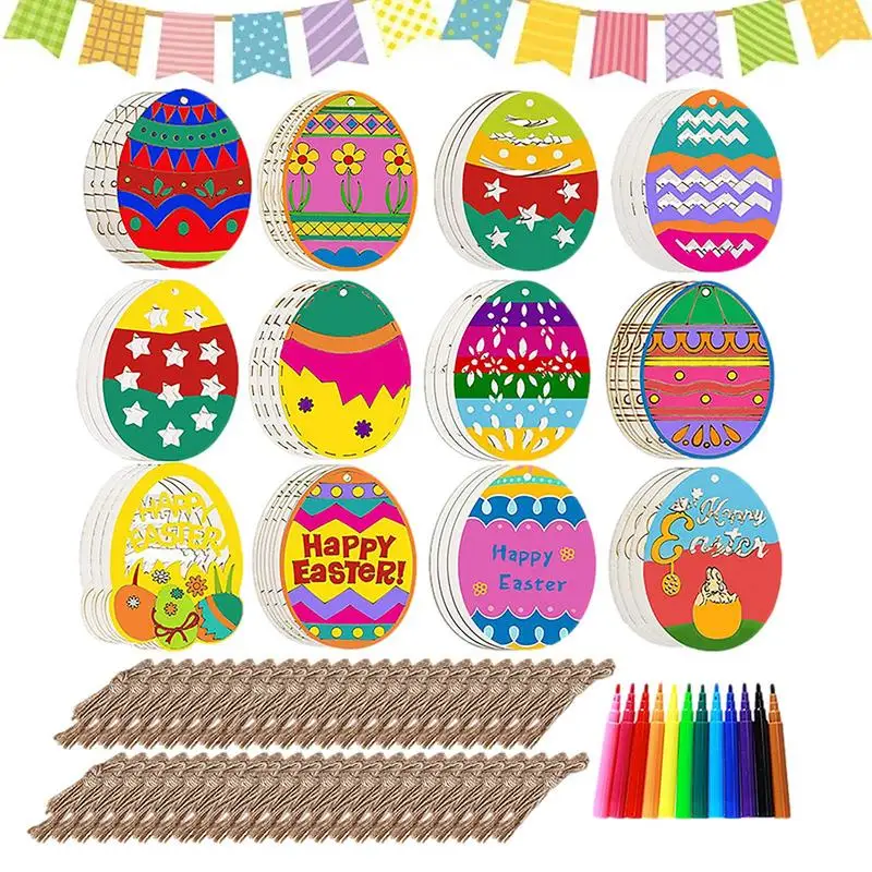 

Необработанное искусственное красивое деревянное пасхальное яйцо вырезы большие необработанные деревянные ломтики Многофункциональный Набор для рисования пасхальных яиц