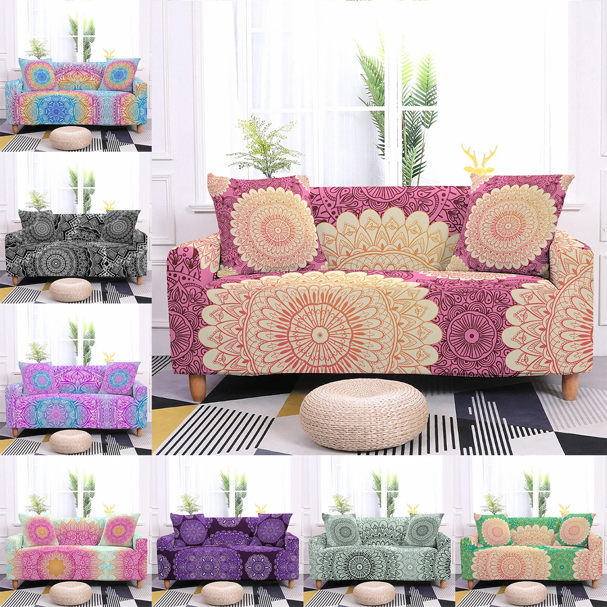 

Mandala Printed Sofa Slipcovers Stretch Bohemia Sofa Covers for Living Room Elastic Couch Chair Cover 1/2/3/4-seater Sofa Towel