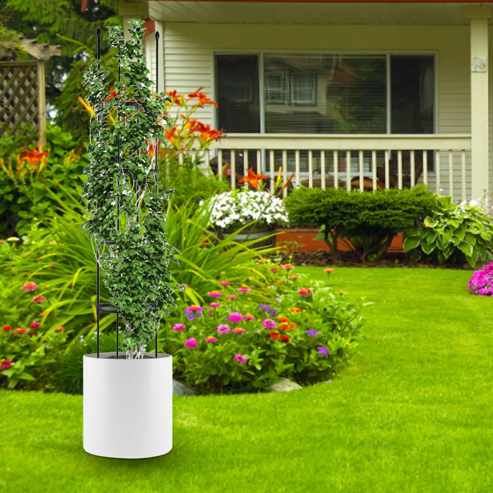 

Garden Obelisk Metal Trellis Plant Cage And Flower Support For Climbing Plants Rustproof Arch PE PP Coating Steel Frame For