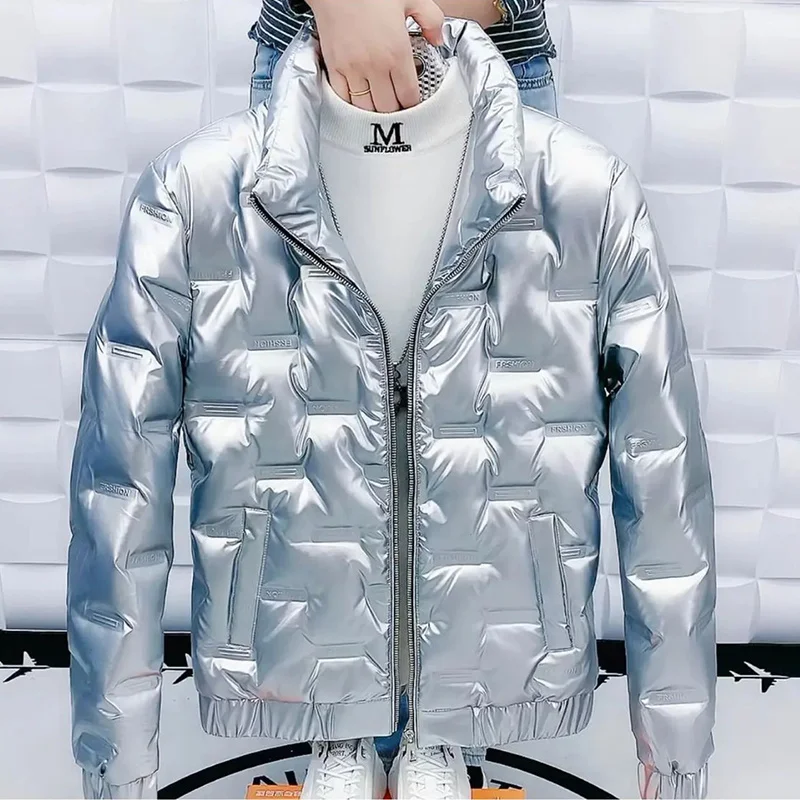 New Winter Coat, Men'S Stand Collar Down Jacket, Slim, Light And Warm Cotton Solid Color, Short Net Red