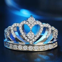 fashion elegant zircon royal crown rings for women noble luxury party banquet jewelry birthday gift
