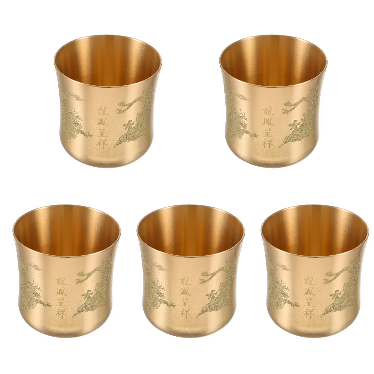 

5 Count Brass Cup Ornaments Tea Gift Vintage Kungfu Teacup Household Decor Retro Tearoom Copper Office Cups