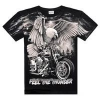 2022 summer new mens personality t shirt lightning motorcycle eagle 3d printing t shirt short sleeved t shirt