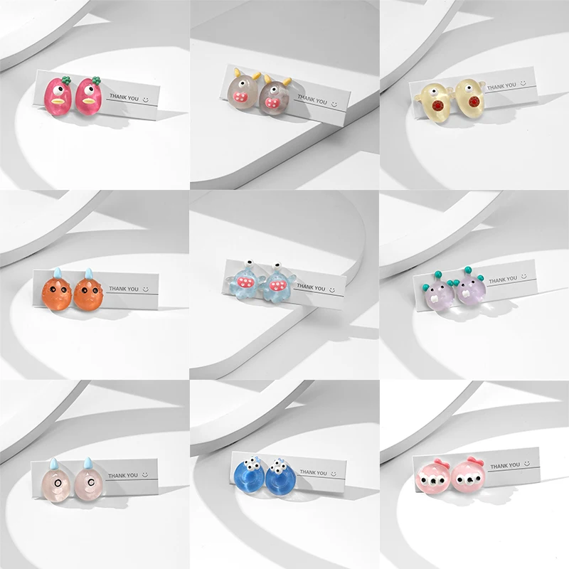 

Multi Colors Cute Acrylic Cartoon Stud Earring For Women Girls Eye Funny Earring Jewelry