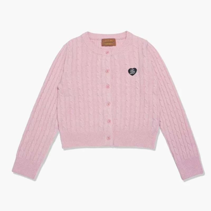 

DUOFAN Women's Short Sweater Autumn Winter Thread Knitted Ladies Cardigan Love Embroidery Long Sleeve Outwear Top