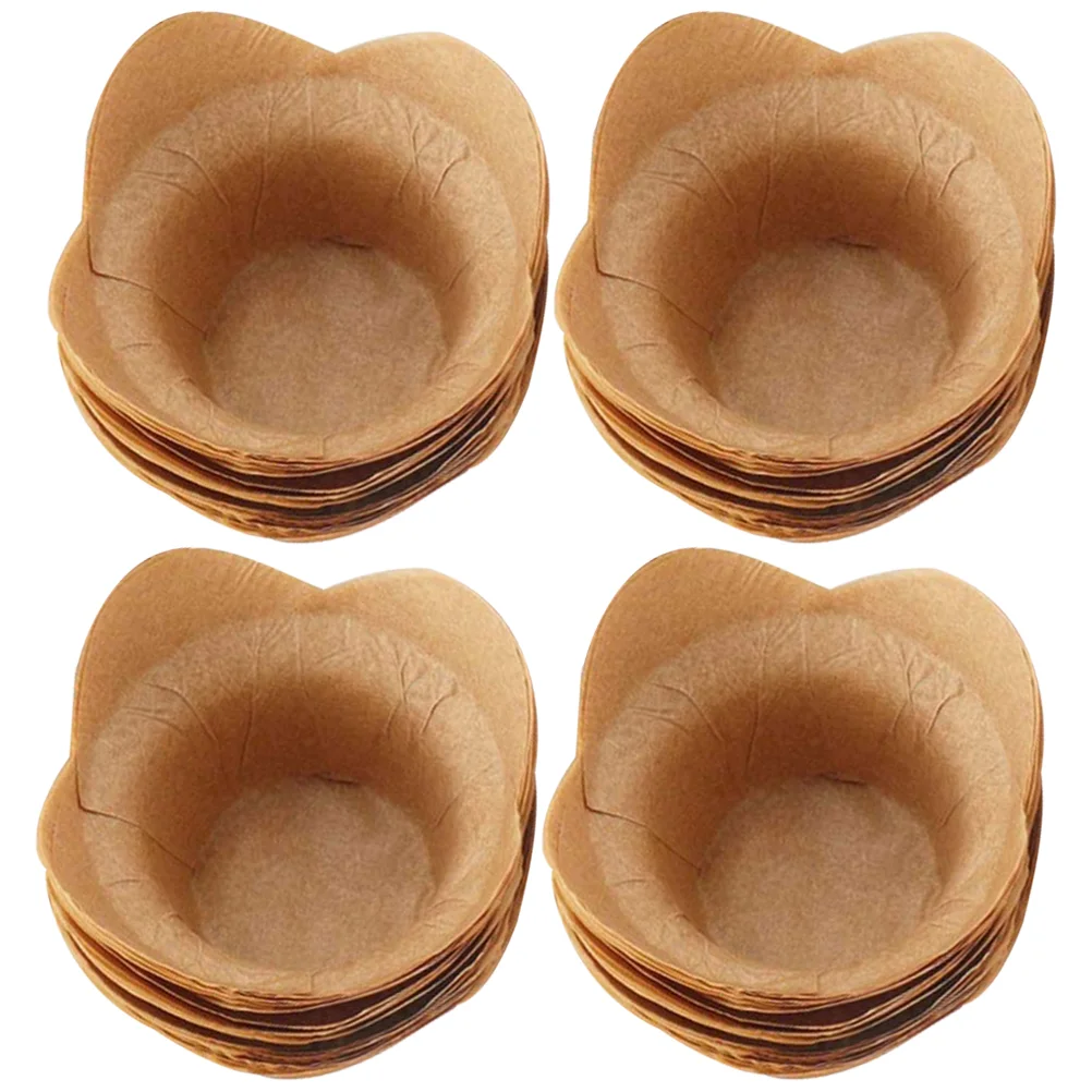 

Kichvoe Natural Tulip Cupcake Liners Baking Cups Unbleached Parchment Paper Lotus Muffin Liners Grease Resistant Wrappers