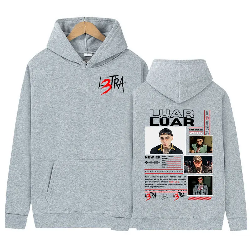 Рэпер Luar La L L3TRA Tour Merch 2025 Толстовка с альбомом Мужчины Хип-Хоп готический пуловер