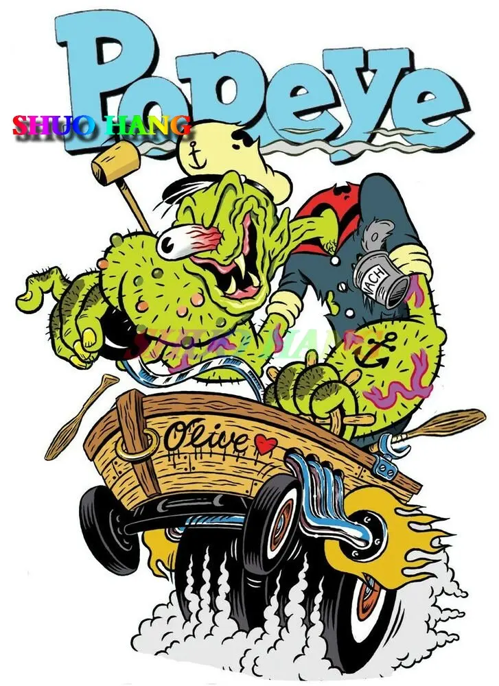 

Rat Fink Nations Bad Wolf Rat Fink The Bird Red Eye Popeye Wild Child Виниловая наклейка Наклейки Автомобильные гонки Скейтборд Шлем Наклейка