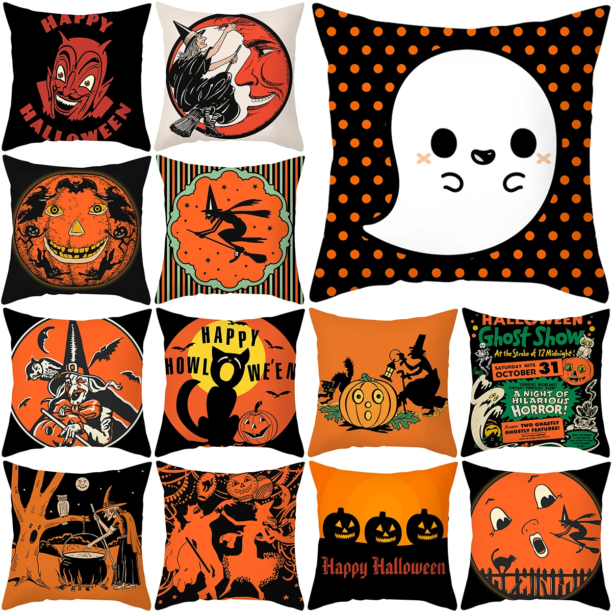 

LuanQ мультяшная Подушка, Наволочка на Хэллоуин, дьявол, тыква, Хэллоуин, Декор, ужас, замок, паук, паутина, принт, не обманывайте и не тратьте