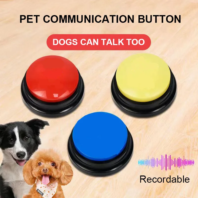 

Флюоресцентная звуковая кнопка для записи голоса для детей, домашних животных, собак, Интерактивная игрушка, кнопки для ответа, производители шума Вечерние