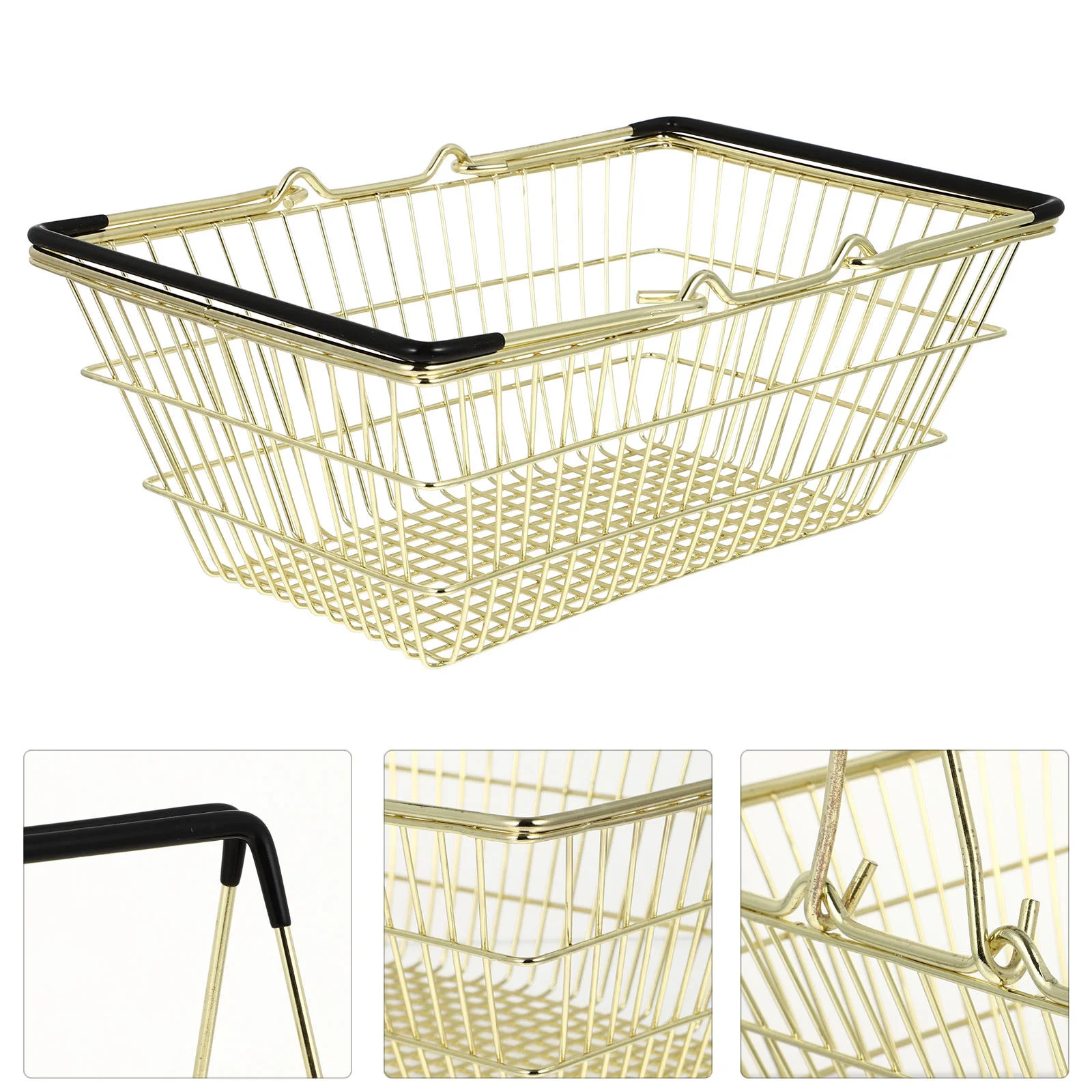 

Makeup Organizer Box Shelf Basket Handle Design Shopping Practical Handheld Household Storage Ornaments Alloy Portable