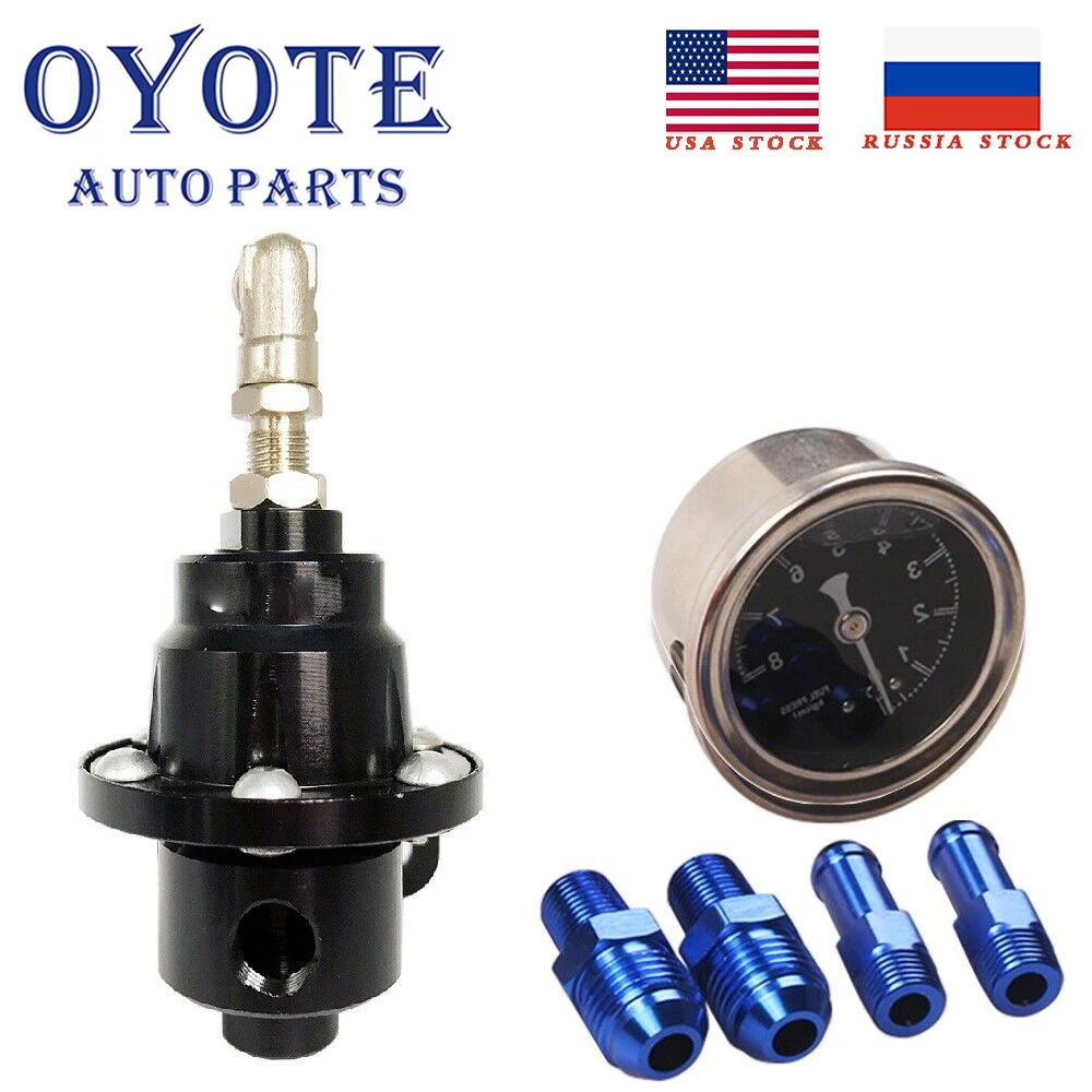 

OYOTE Universal Adjustable Fuel Pressure Regulator Type-S with Gauge Meter Black/Red/Blue With Logo