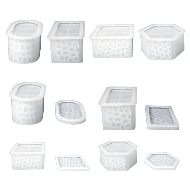 

Diamonds Resin Box Molds with Lids,3D Jar Silicone Mold,Trinket Storage Container Box Mold for Resin Casting Home Decor 124A